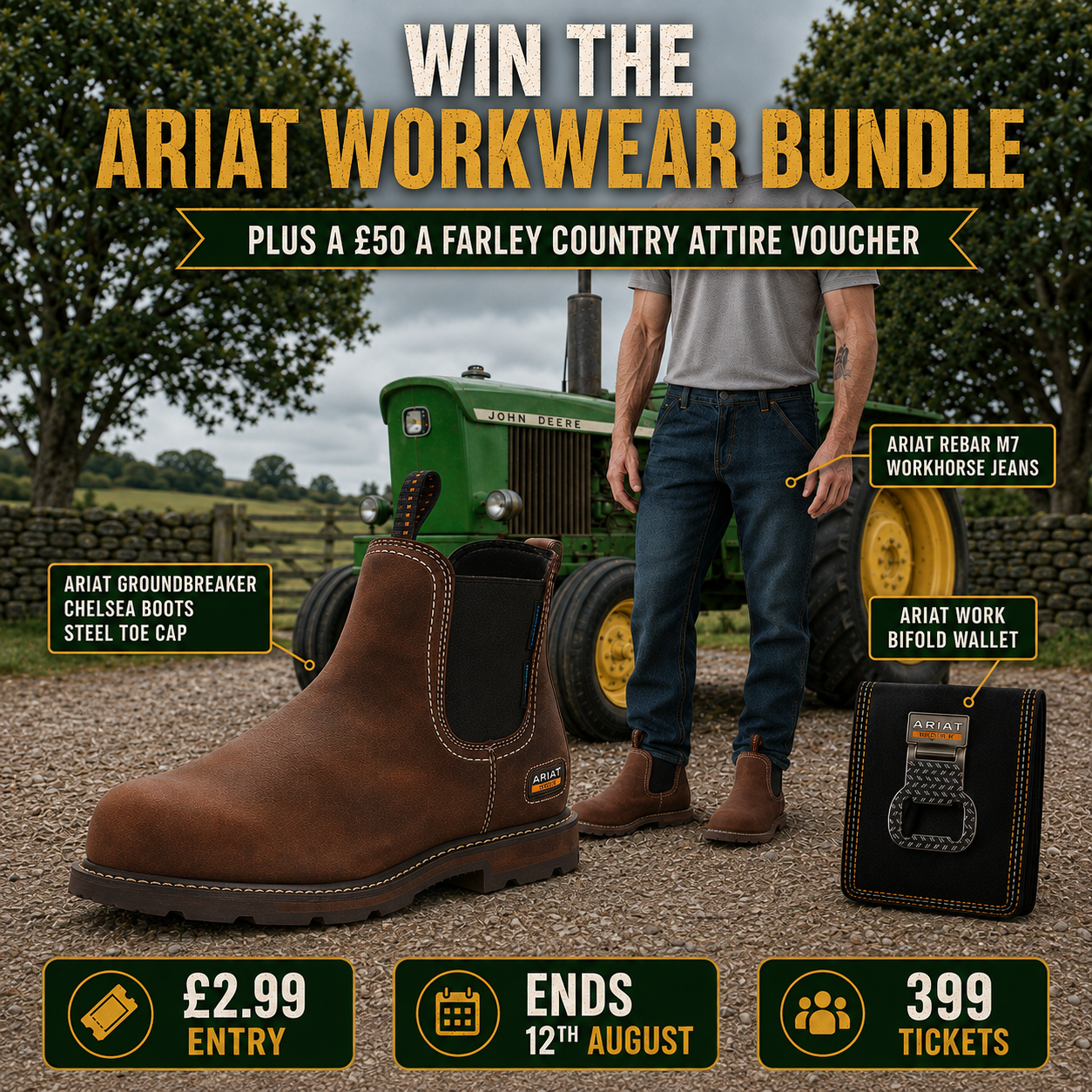 Win The Ariat Workwear Bundle Worth Over £320 - Boots, Jeans, Wallet & Voucher