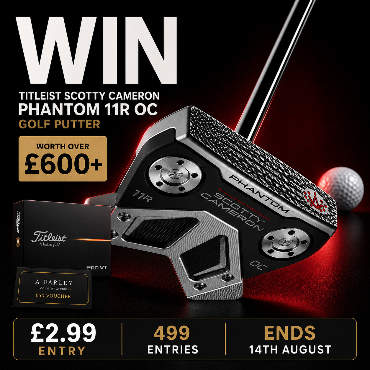 Win Titleist Scotty Cameron Golf Putter + Pro V1 Dozen Balls