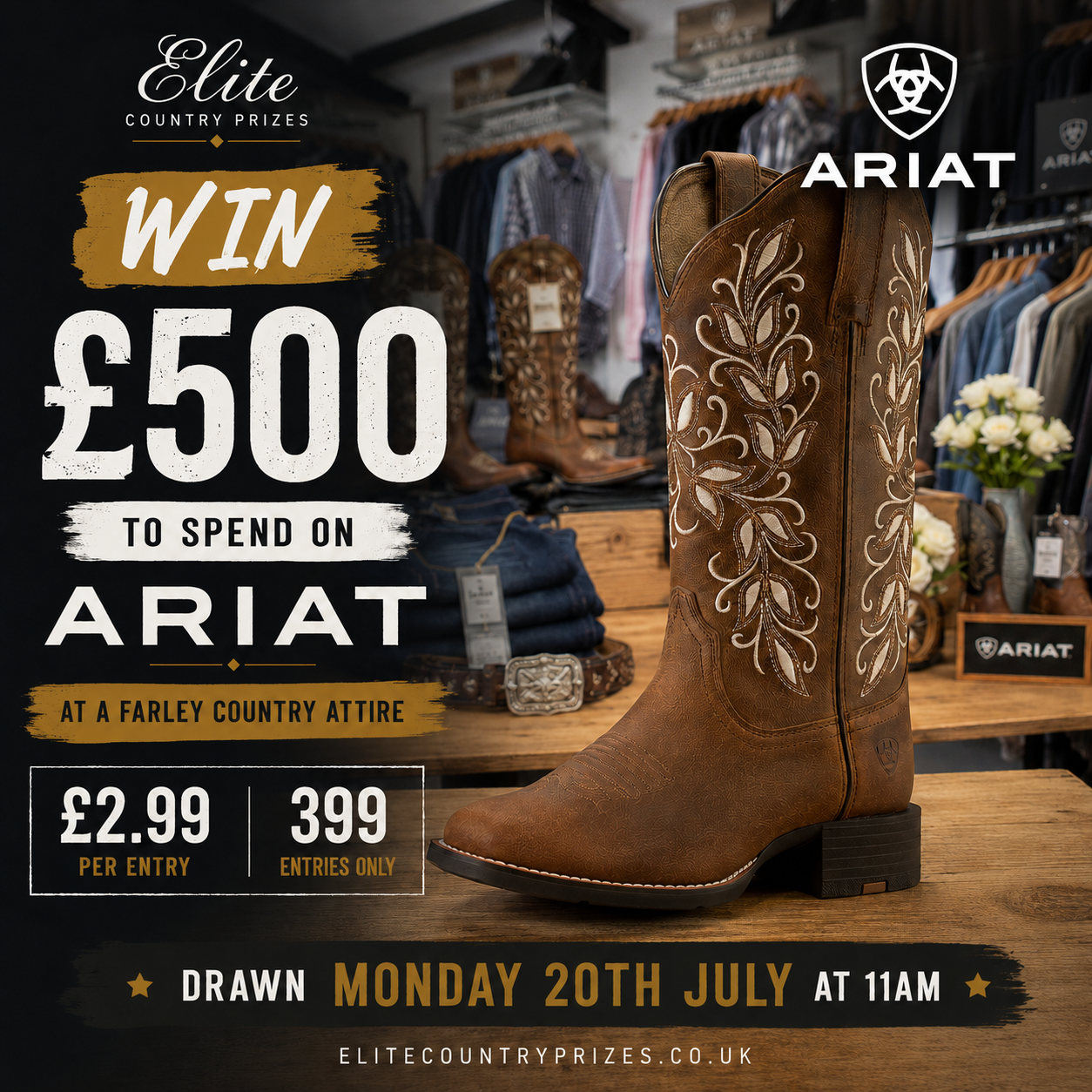 Won a £500 Ariat Shopping Spree at A Farley Country Attire!